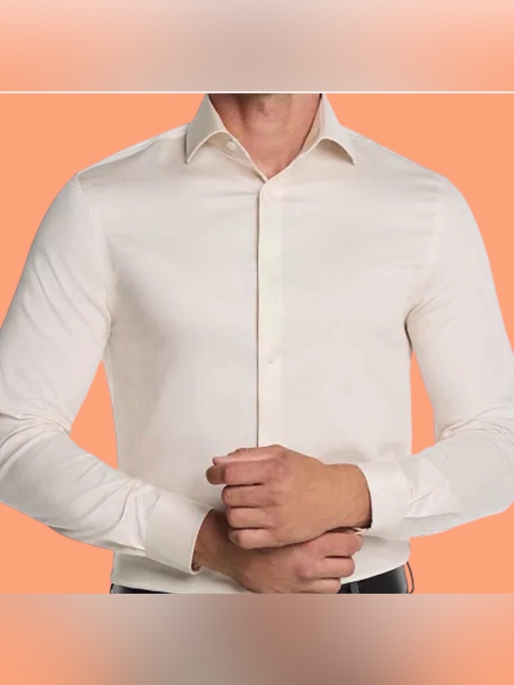 Michael Kors Light Beige Long-Sleeve Button-Up Shirt.